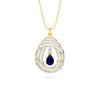 Spiral Diamond Blue Sapphire Drop Pendant