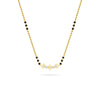 Yellow Gold Black Bead Floral Diamond Mangalsutra Pendant