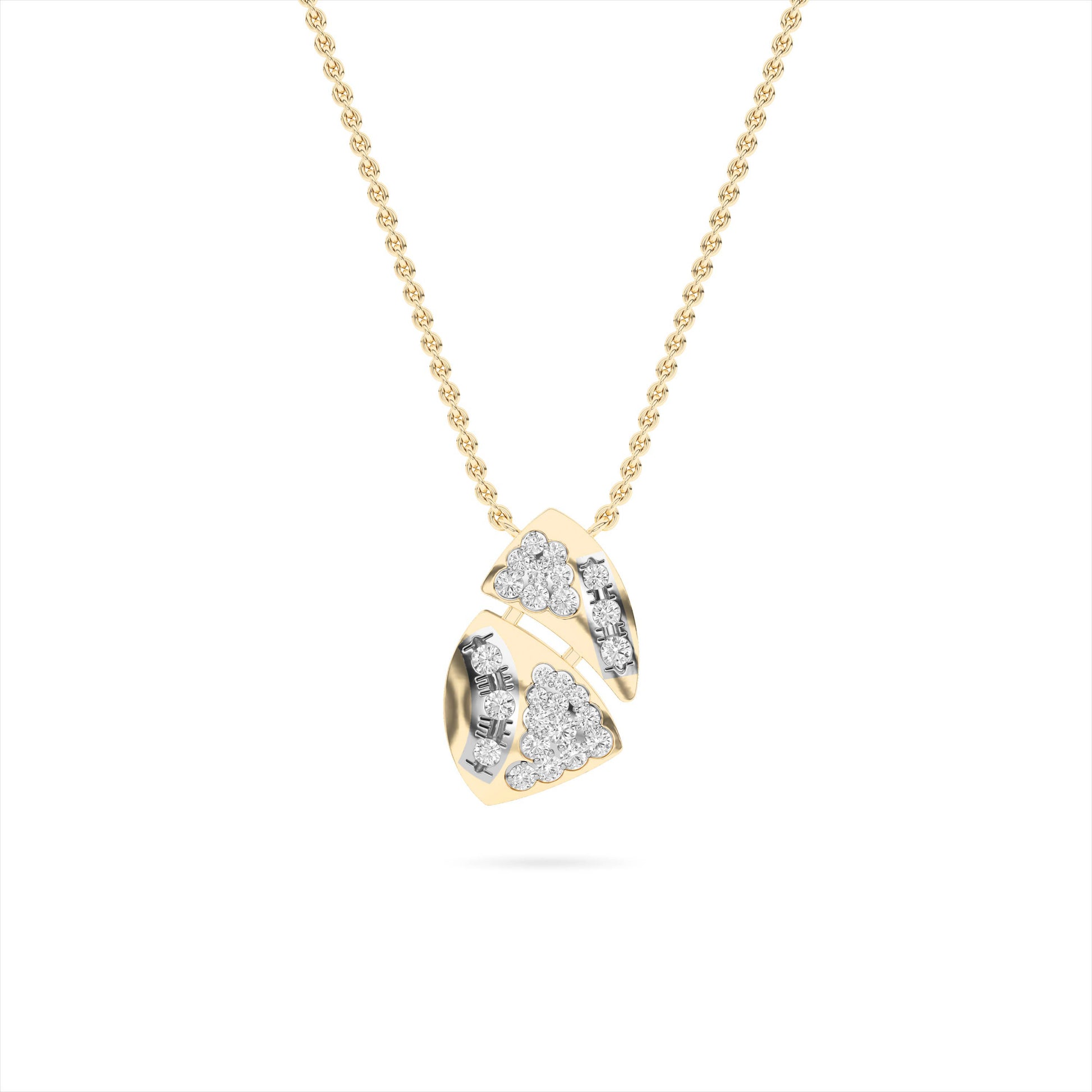 Yellow Gold Leaf Diamond Cluster Pendant