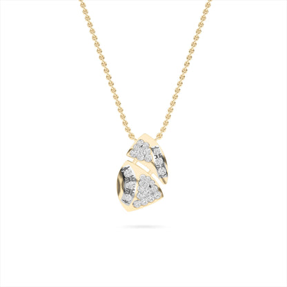 Yellow Gold Leaf Diamond Cluster Pendant