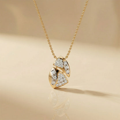 Yellow Gold Leaf Diamond Cluster Pendant