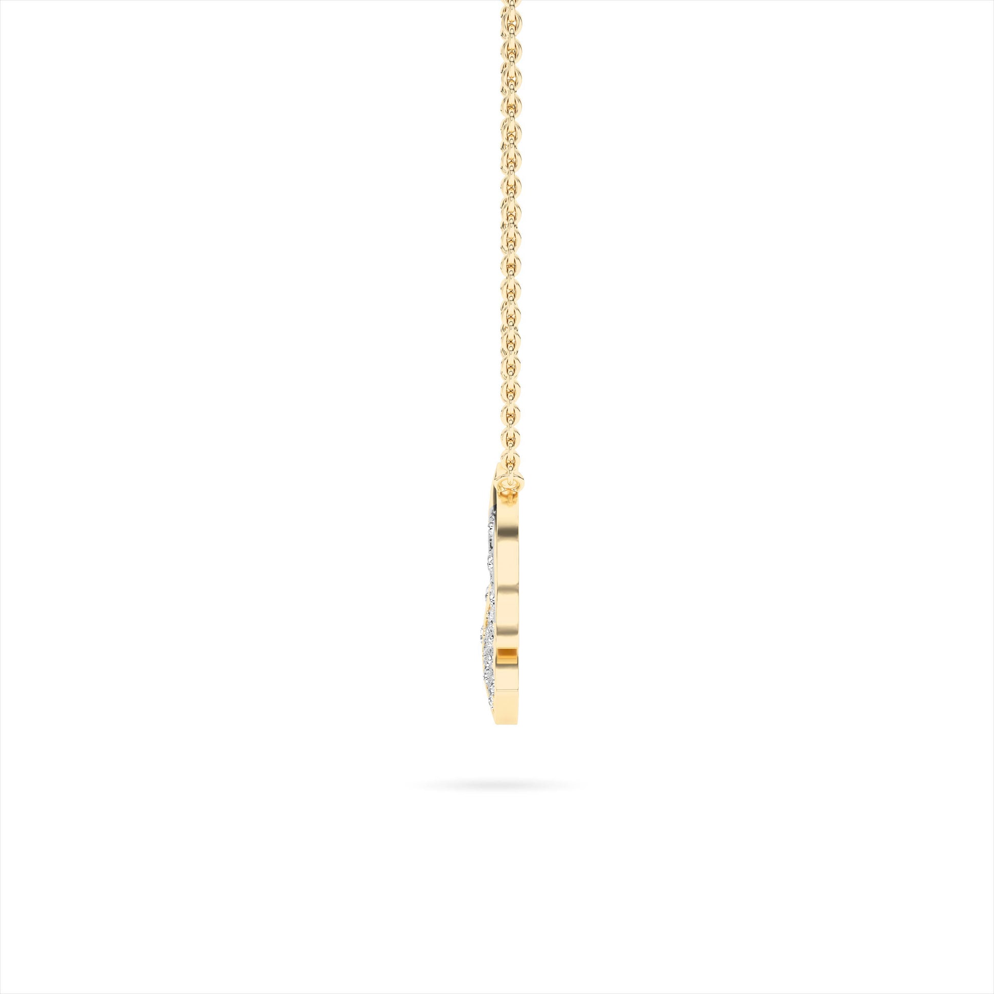 Yellow Gold Leaf Diamond Cluster Pendant
