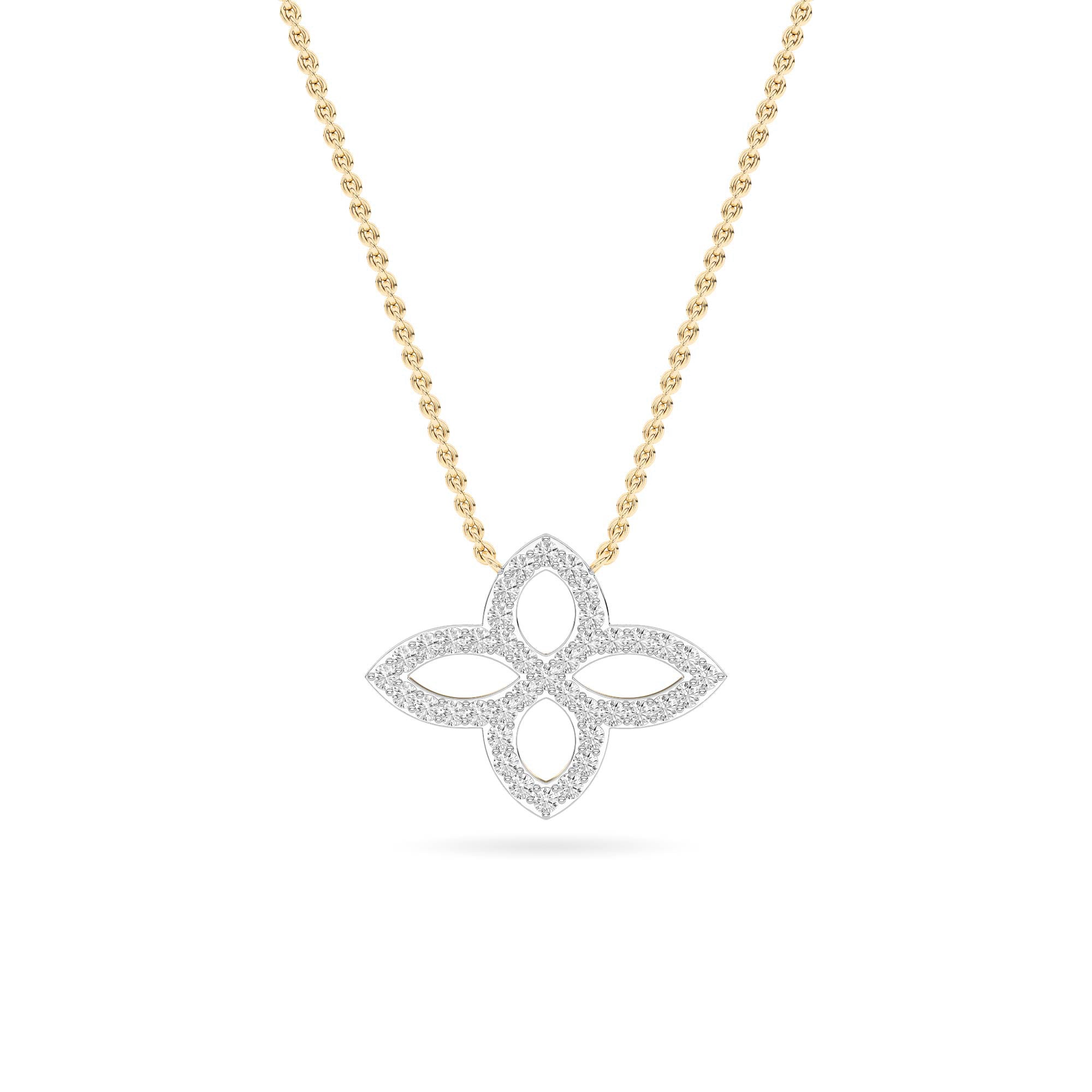 Yellow Gold Pavé Diamond Floral Pendant
