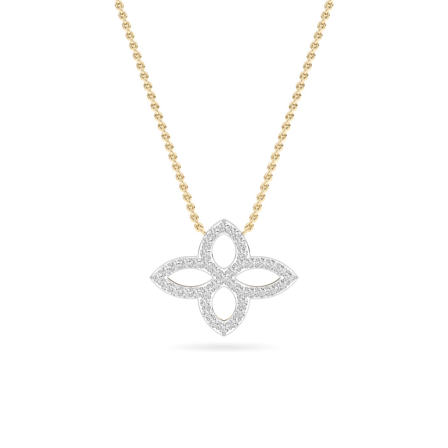 Yellow Gold Pavé Diamond Floral Pendant