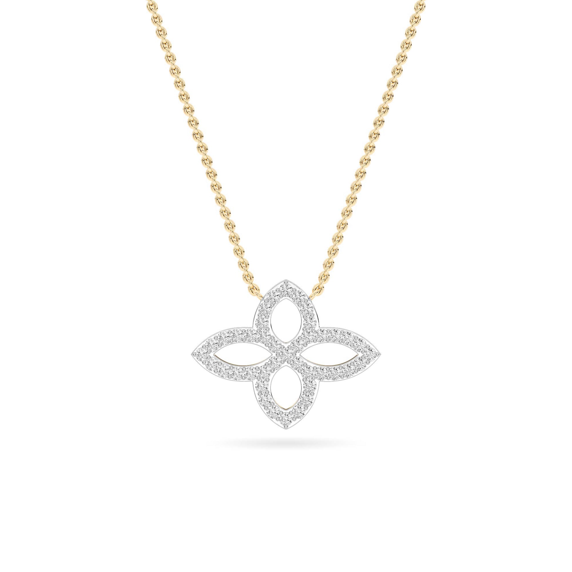 Yellow Gold Pavé Diamond Floral Pendant