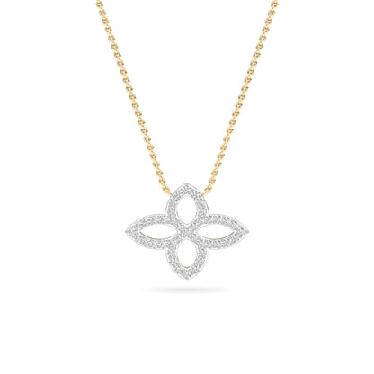 Yellow Gold Pavé Diamond Floral Pendant