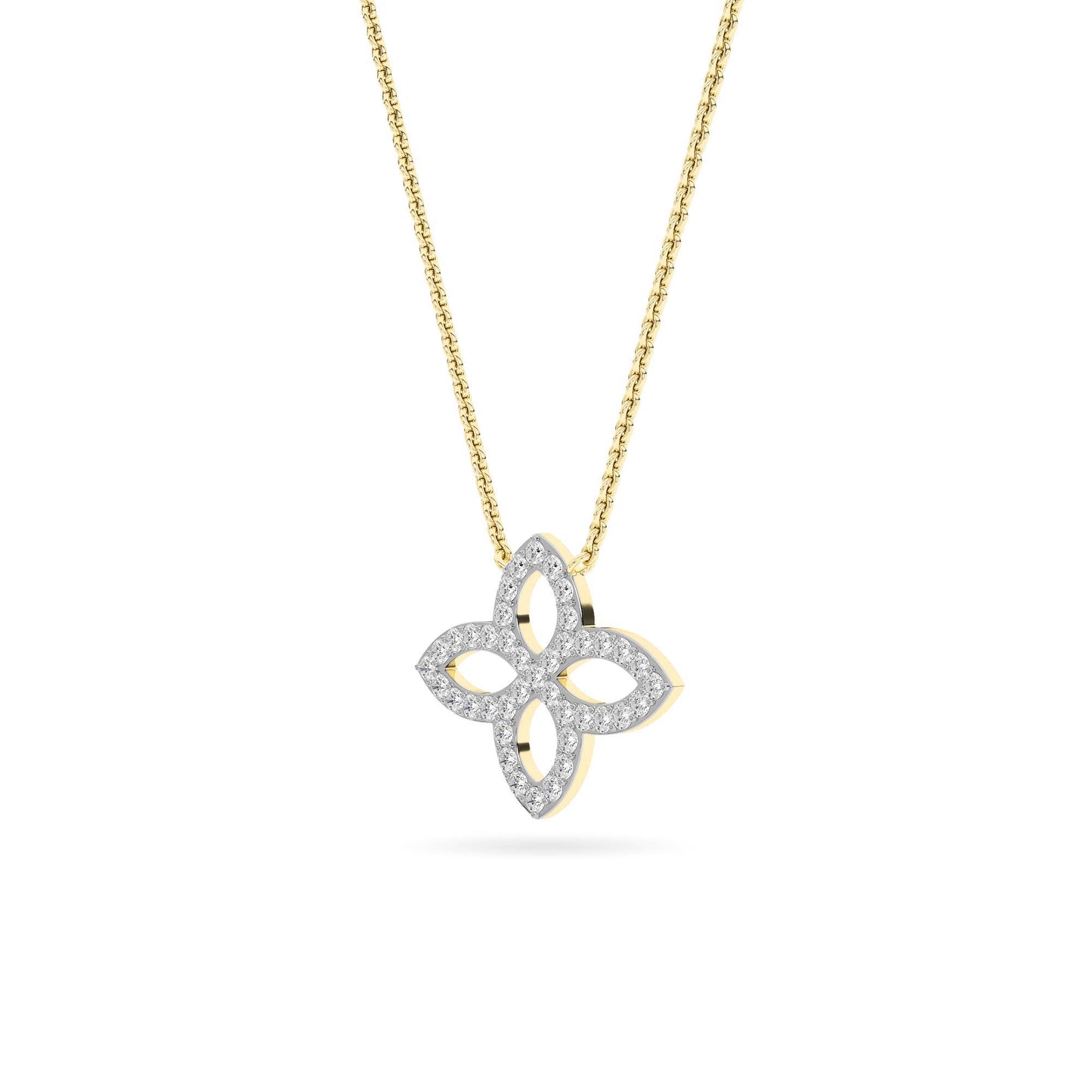 Yellow Gold Pavé Diamond Floral Pendant