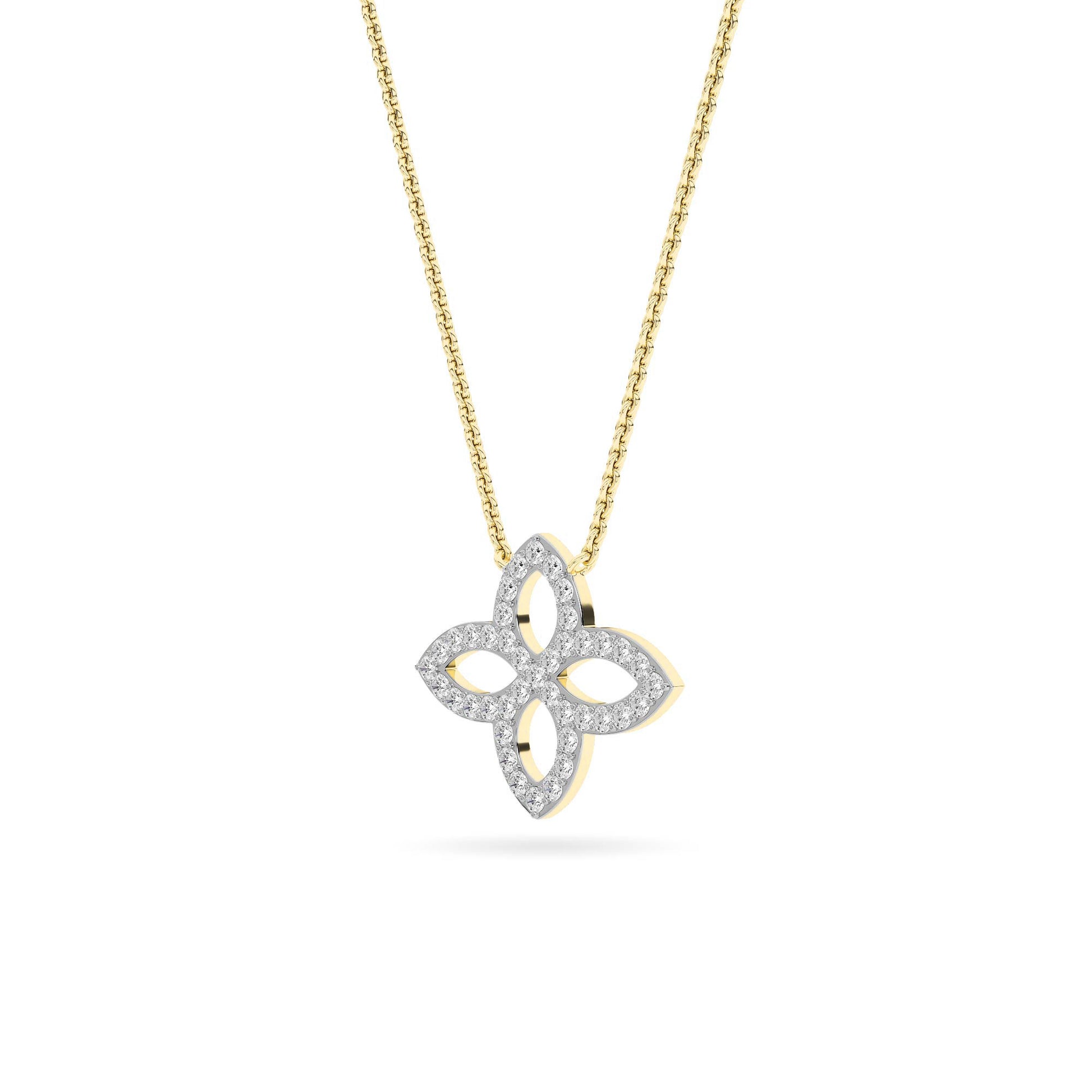 Yellow Gold Pavé Diamond Floral Pendant