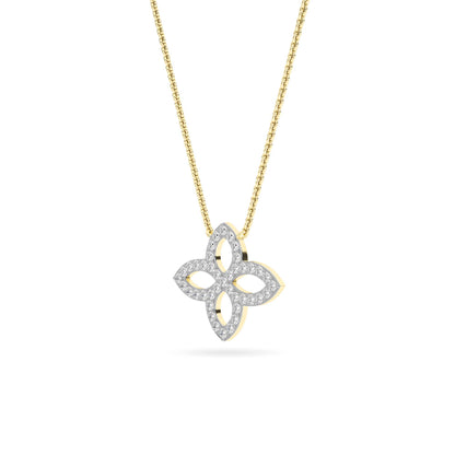 Yellow Gold Pavé Diamond Floral Pendant