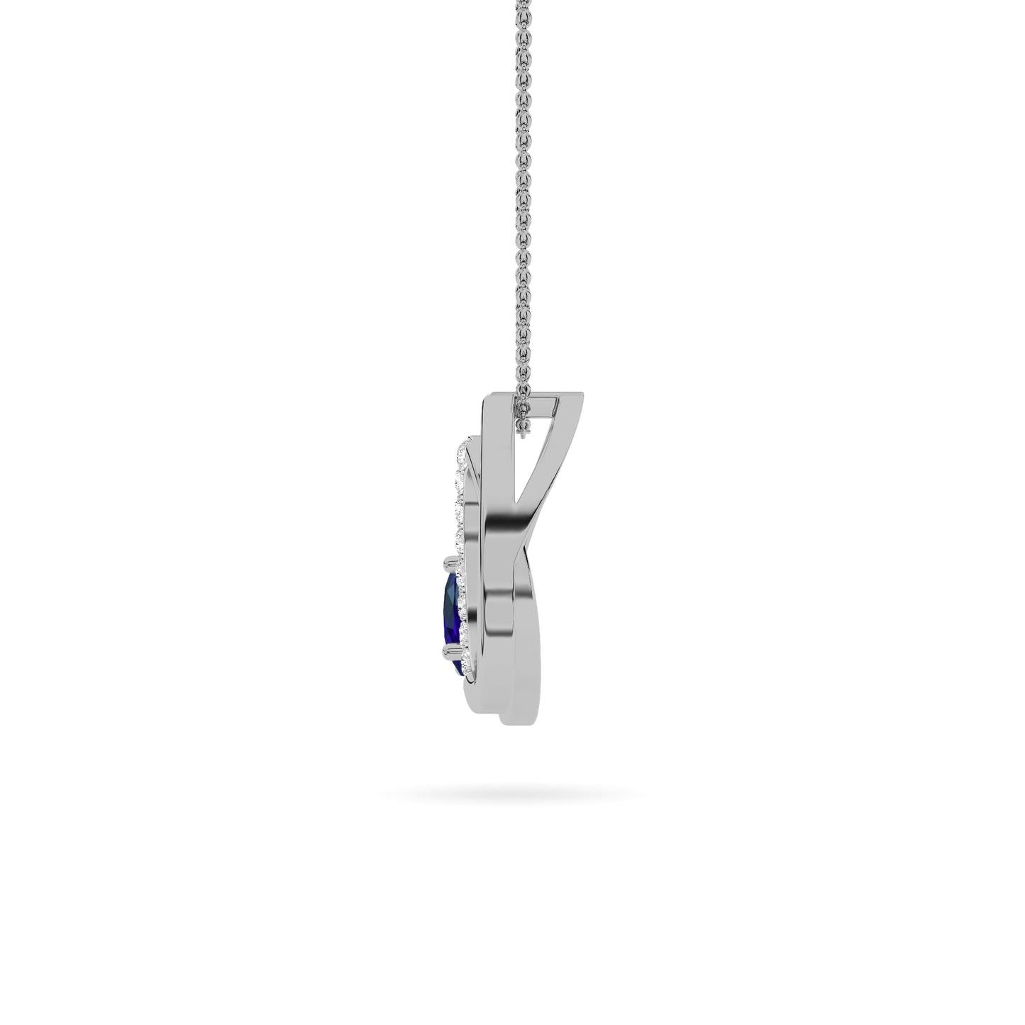 White Gold Sapphire Diamond Interlocking Pendant