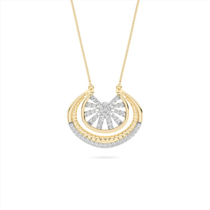 Sunburst Arc Diamond Pendant 18K Yellow Gold