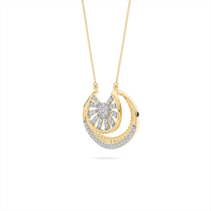 Sunburst Arc Diamond Pendant 18K Yellow Gold