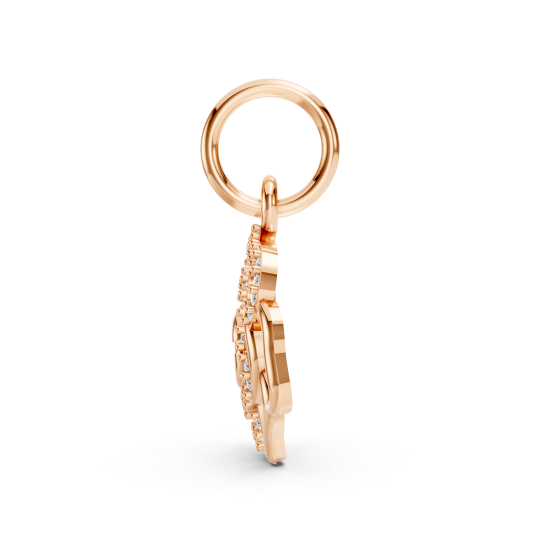 Rose Gold Open Rose Pavé Diamond Pendant