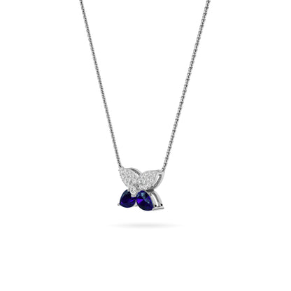 White Gold Sapphire Butterfly Diamond Pendant