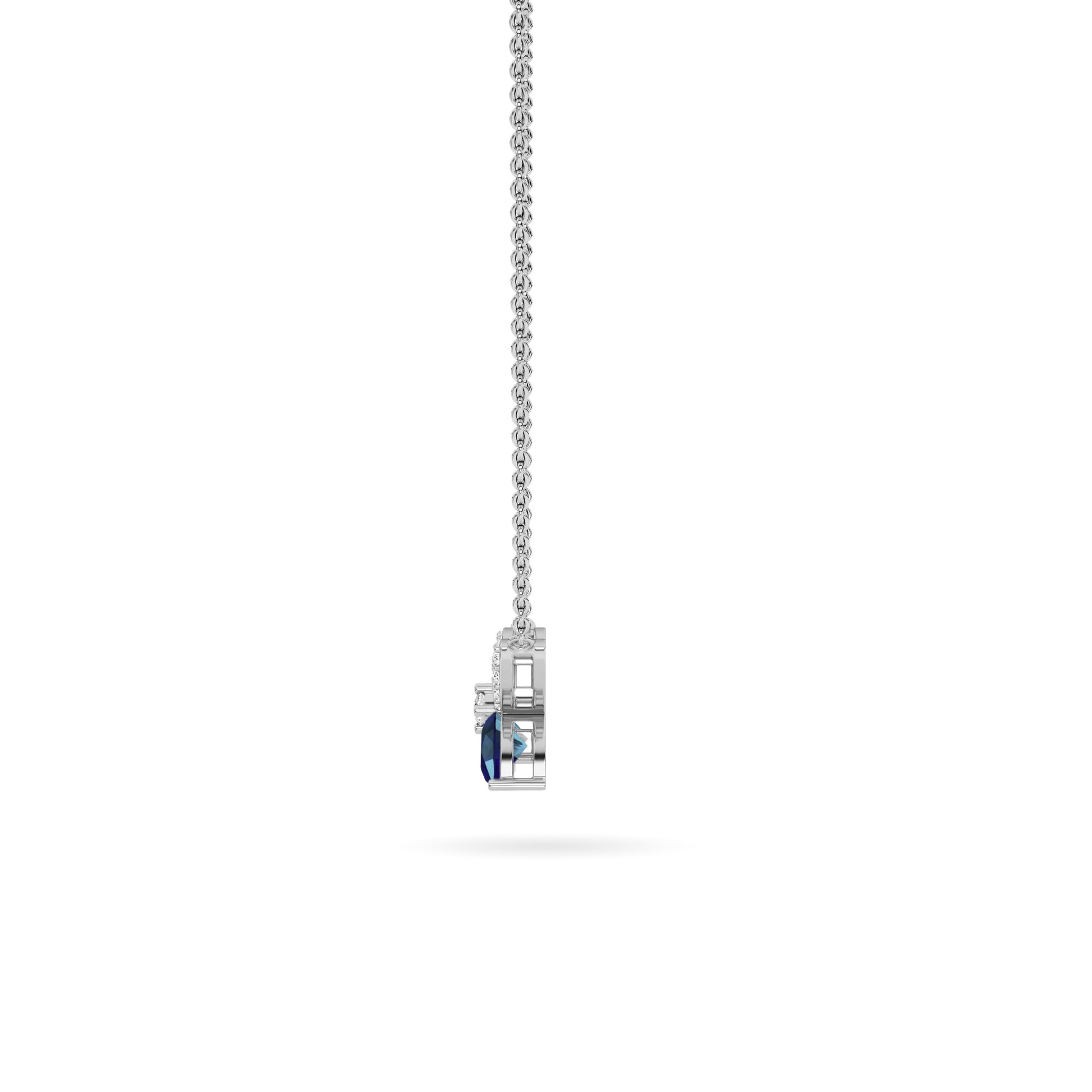 White Gold Sapphire Butterfly Diamond Pendant