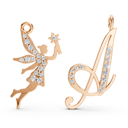 Rose Gold Fairy Diamond Pavé Charm Pendant