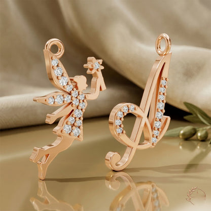 Rose Gold Fairy Diamond Pavé Charm Pendant