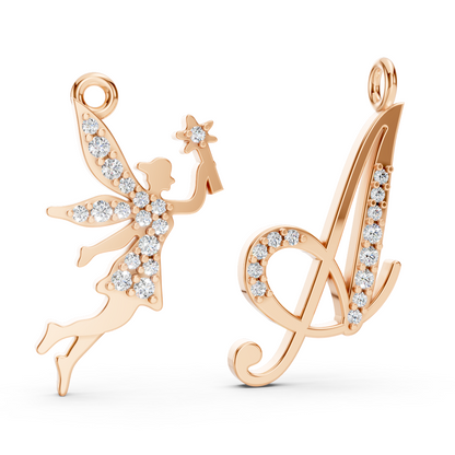 Rose Gold Fairy Diamond Pavé Charm Pendant