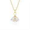 Yellow Gold Mother Pearl Evil Eye Diamond Pendant