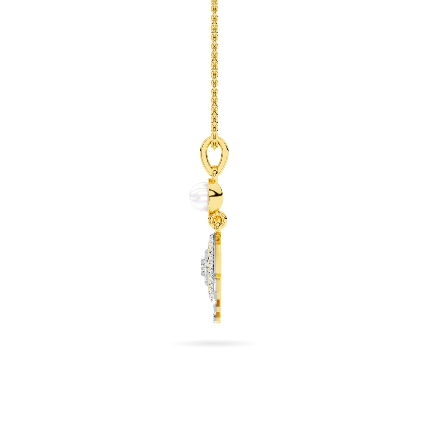 Yellow Gold Mother Pearl Evil Eye Diamond Pendant