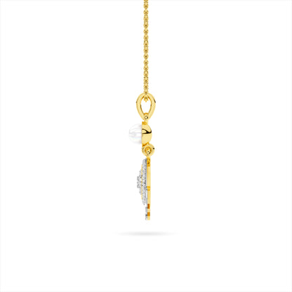 Yellow Gold Mother Pearl Evil Eye Diamond Pendant