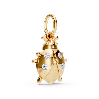 Yellow Gold Ladybug Solitaire Diamond Pendant