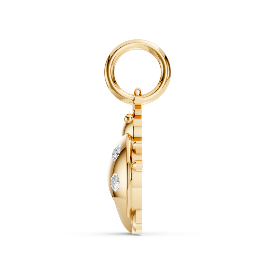 Yellow Gold Ladybug Solitaire Diamond Pendant