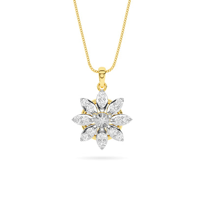 Yellow Gold Star Diamond Floral Pendant