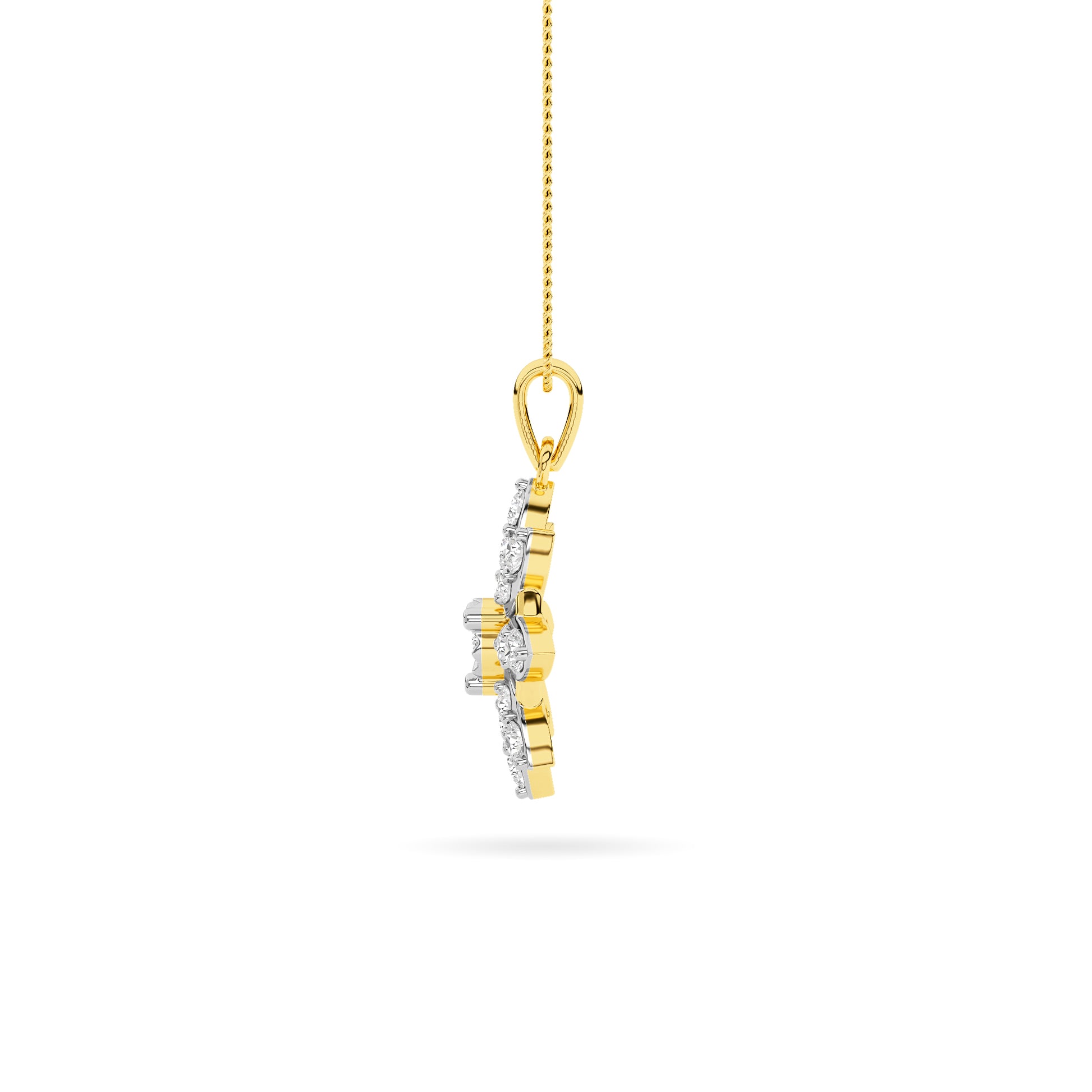 Yellow Gold Star Diamond Floral Pendant