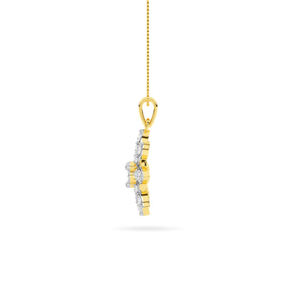 Yellow Gold Star Diamond Floral Pendant
