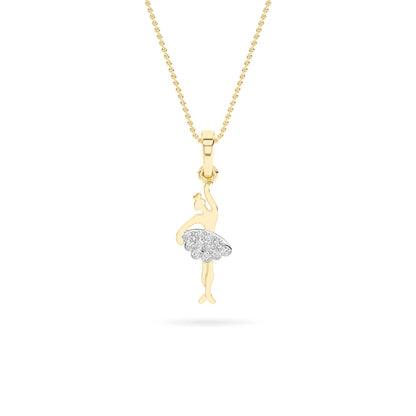 Yellow Gold Ballerina Cluster Diamond Pendant
