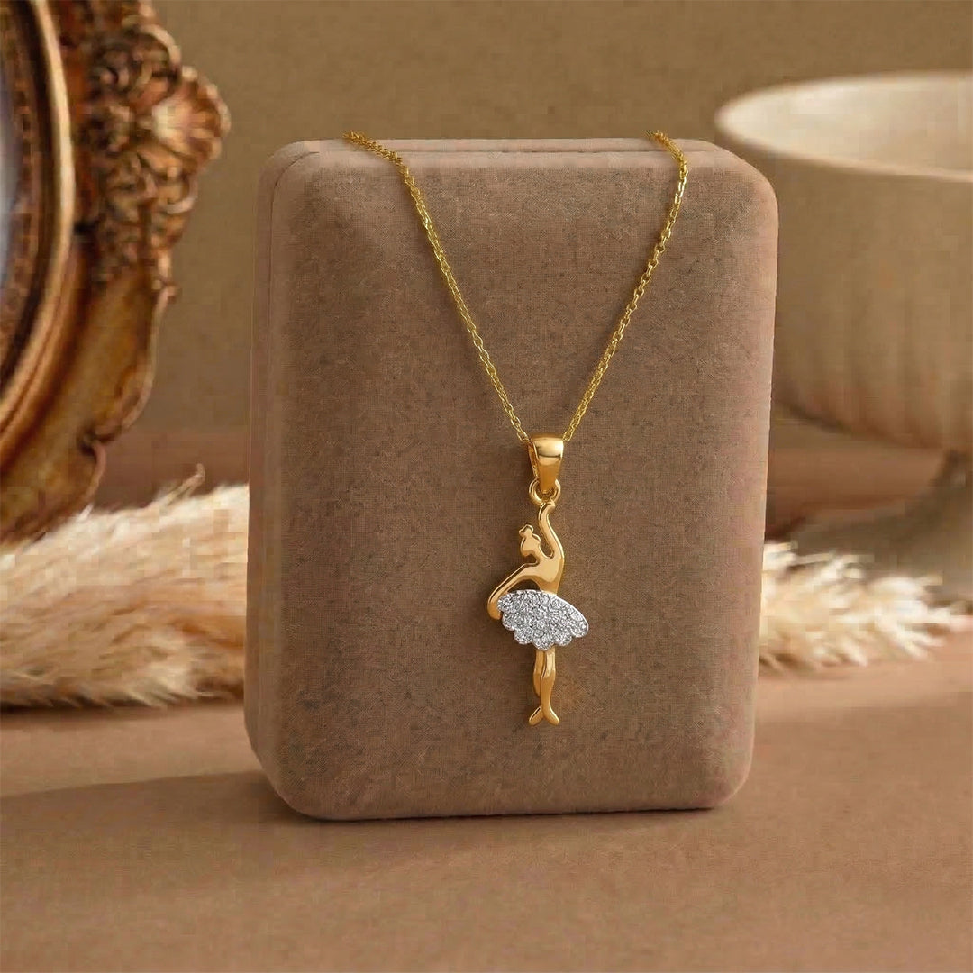 Yellow Gold Ballerina Cluster Diamond Pendant
