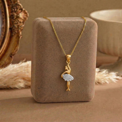 Yellow Gold Ballerina Cluster Diamond Pendant