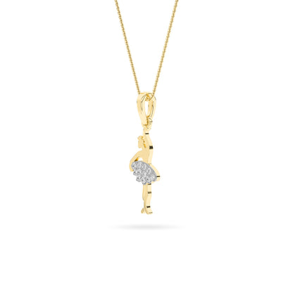 Yellow Gold Ballerina Cluster Diamond Pendant