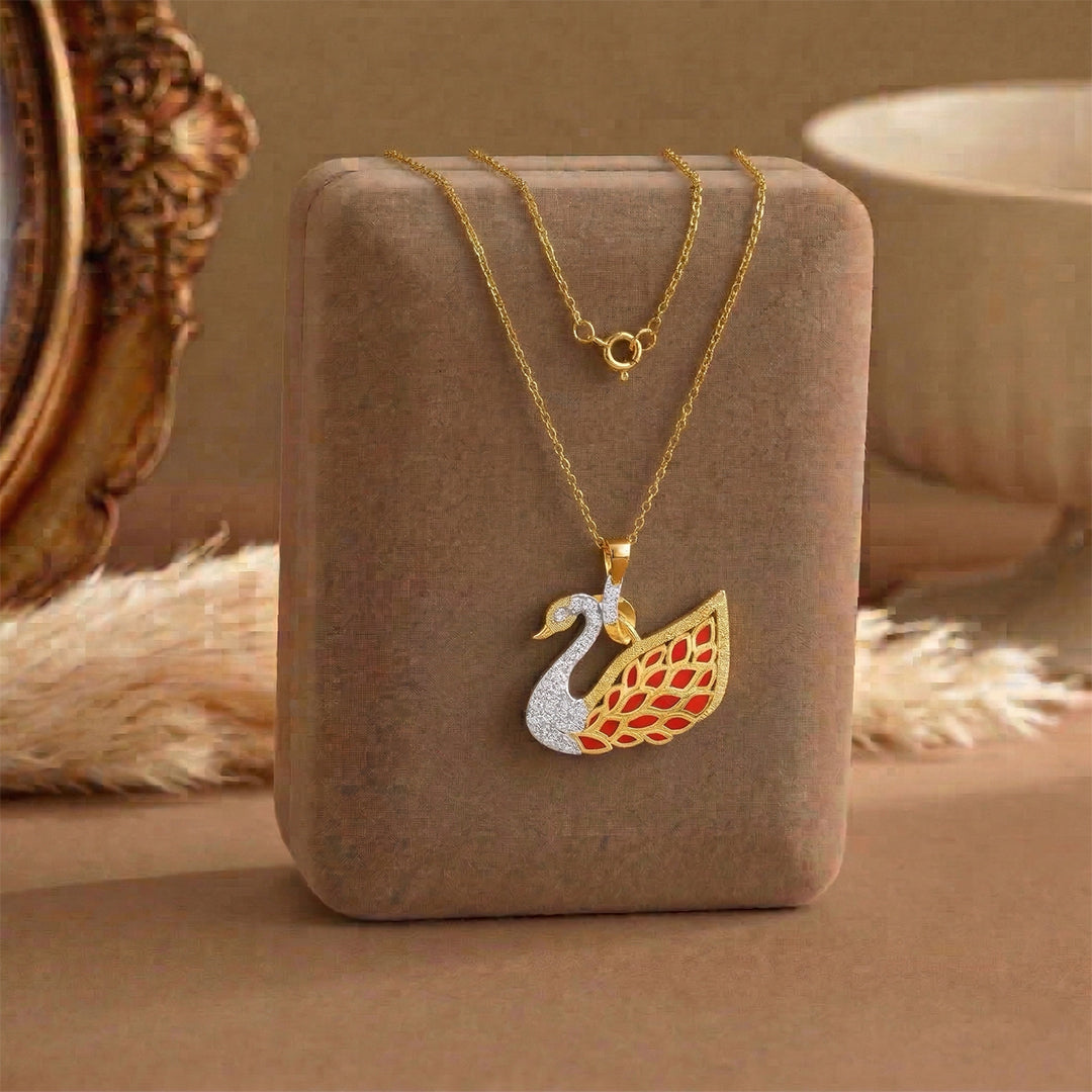 Rose Gold Orange Butterfly Diamond Pendant