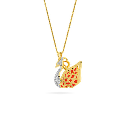 Rose Gold Orange Butterfly Diamond Pendant