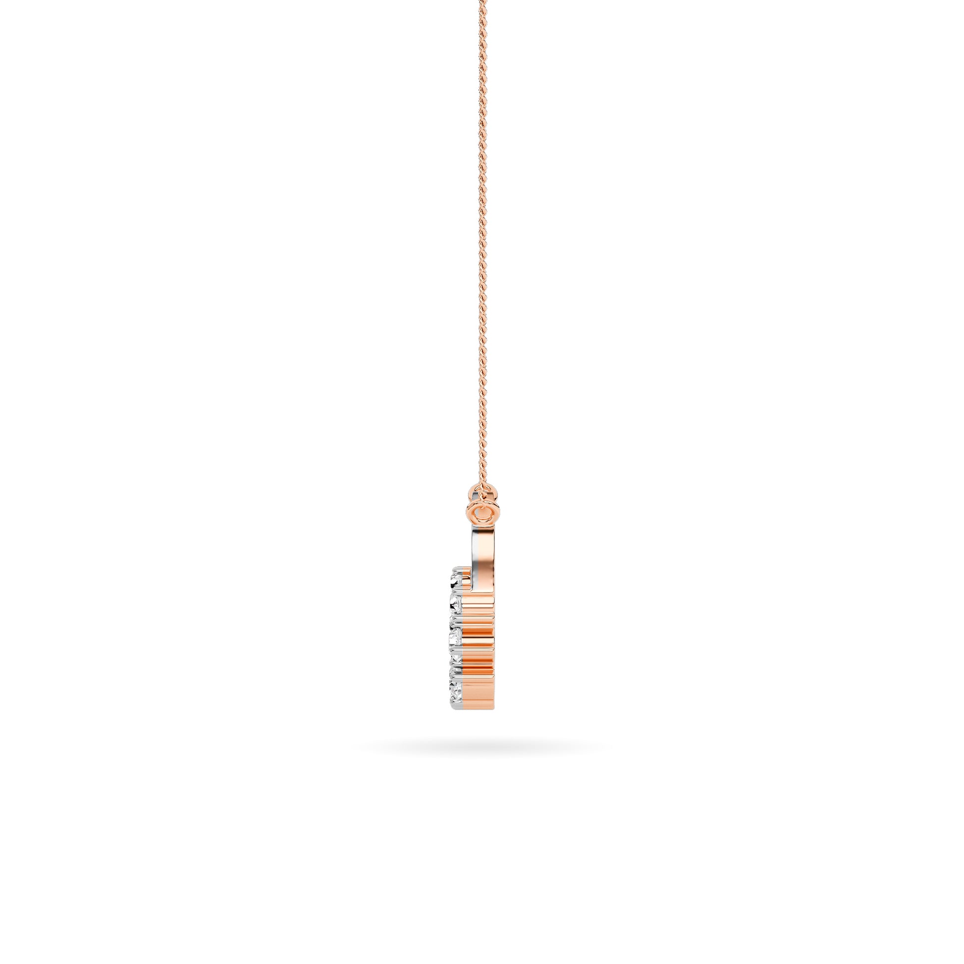 Open Rectangle Cluster Diamond Pendant 14K Rose Gold