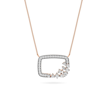 Open Rectangle Cluster Diamond Pendant 18K Rose Gold