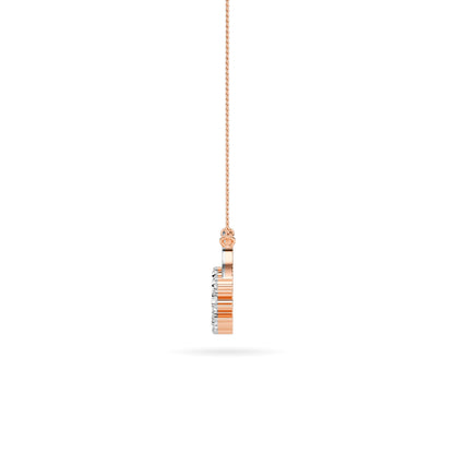 Open Rectangle Cluster Diamond Pendant 18K Rose Gold