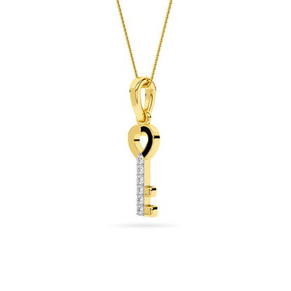 Yellow Gold Heart Key Diamond Pendant