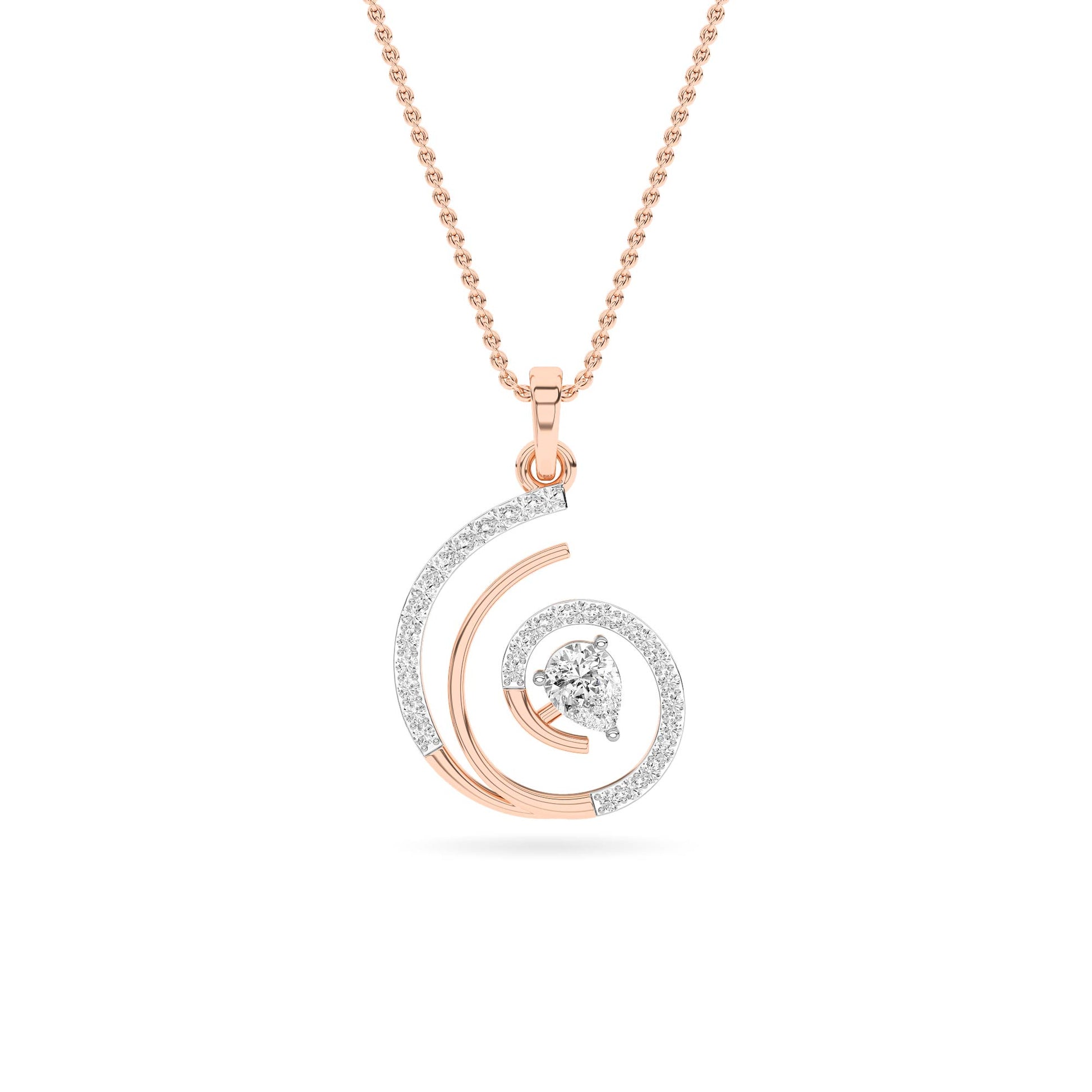 Rose Gold Spiral Diamond Pendant