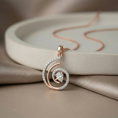 Rose Gold Spiral Diamond Pendant