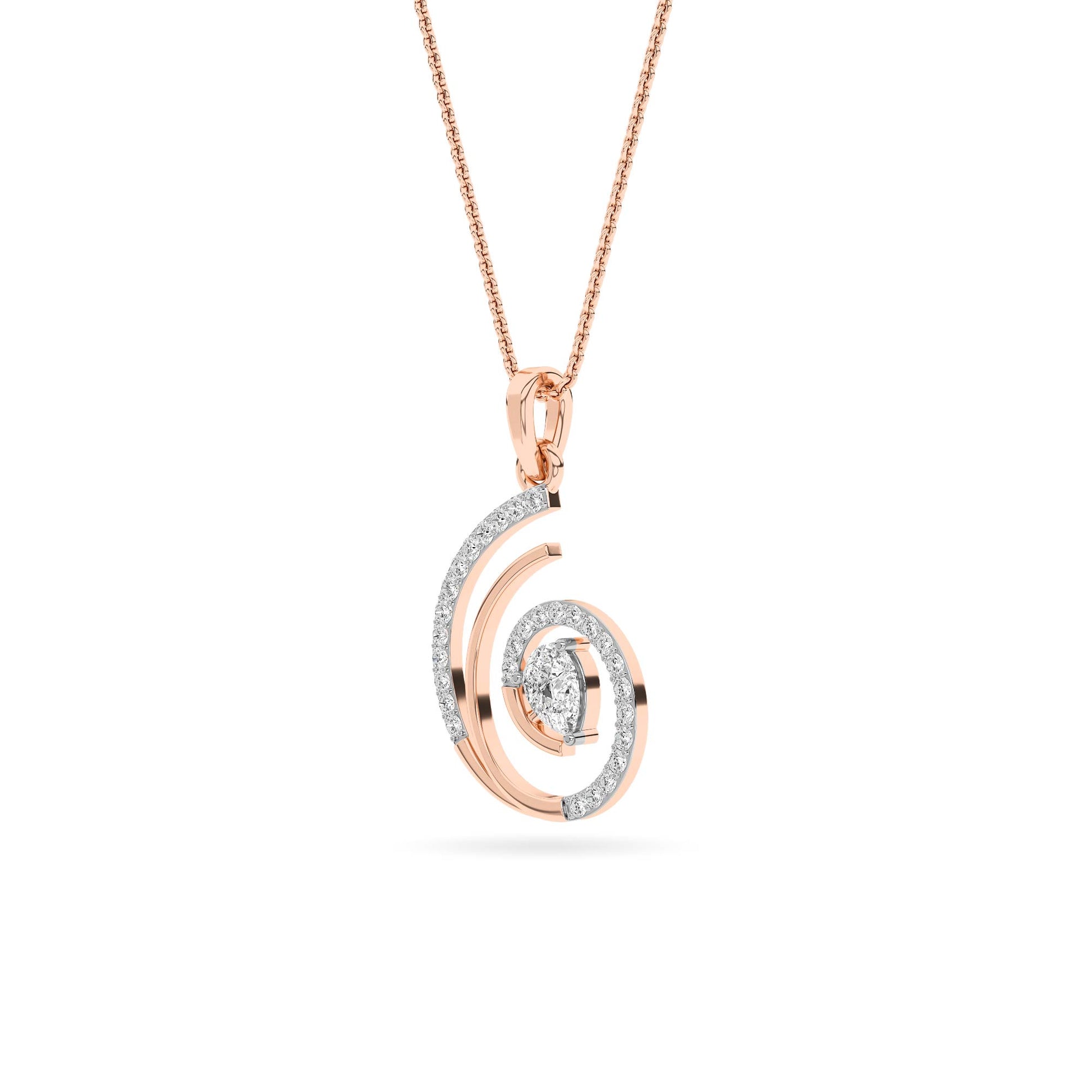 Rose Gold Spiral Diamond Pendant