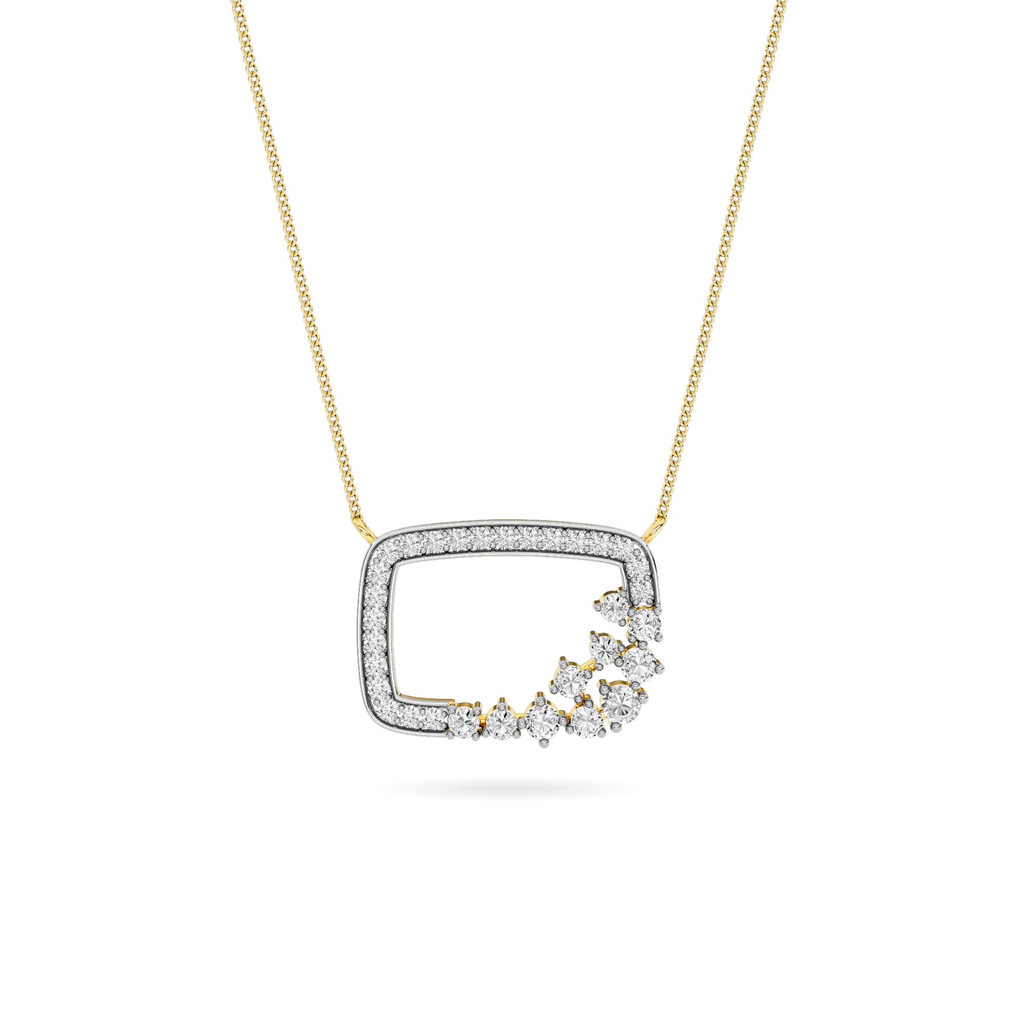 Yellow Gold Rectangle Scatter Diamond Pendant