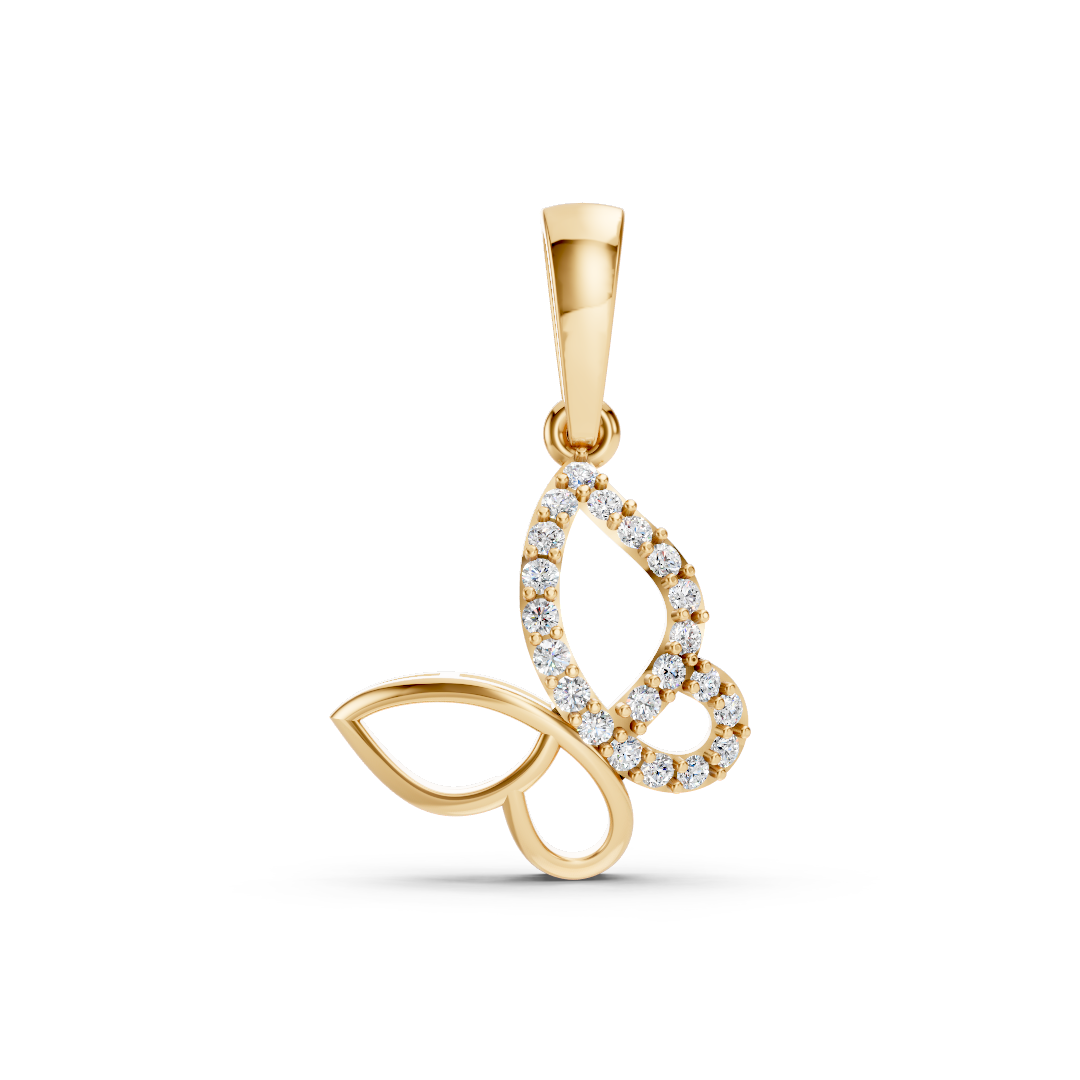 Yellow Gold Diamond Butterfly Wing Pendant
