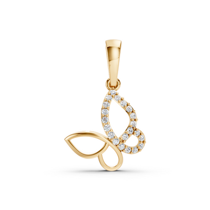 Yellow Gold Diamond Butterfly Wing Pendant