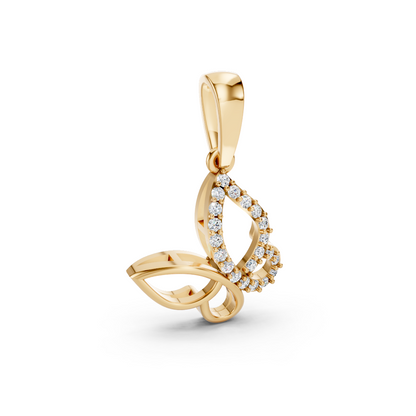 Yellow Gold Diamond Butterfly Wing Pendant