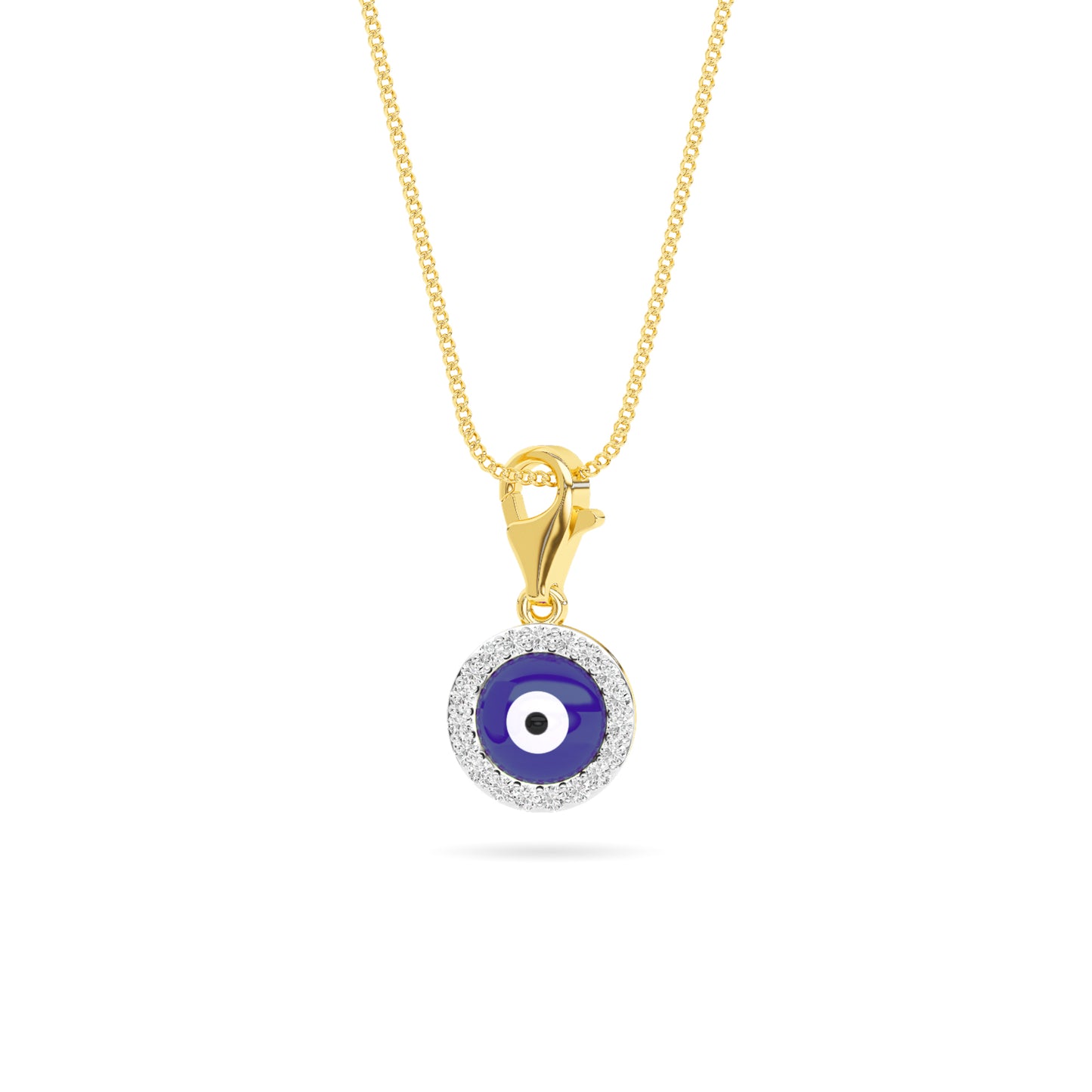 Yellow Gold Evil Eye Enamel Diamond Charm