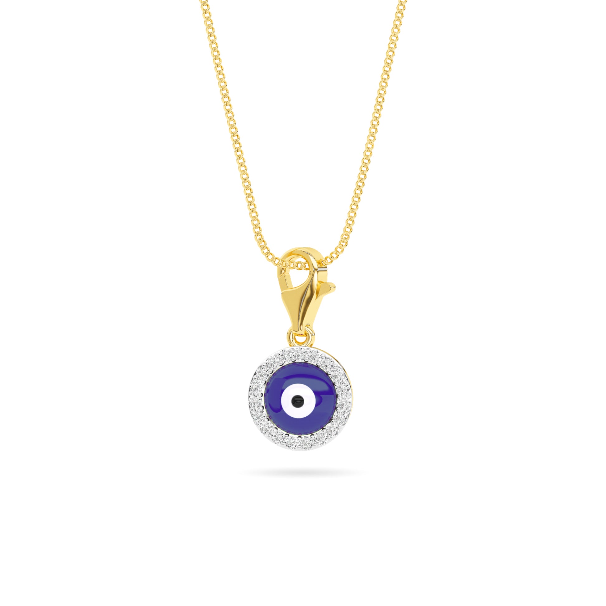 Yellow Gold Evil Eye Enamel Diamond Charm