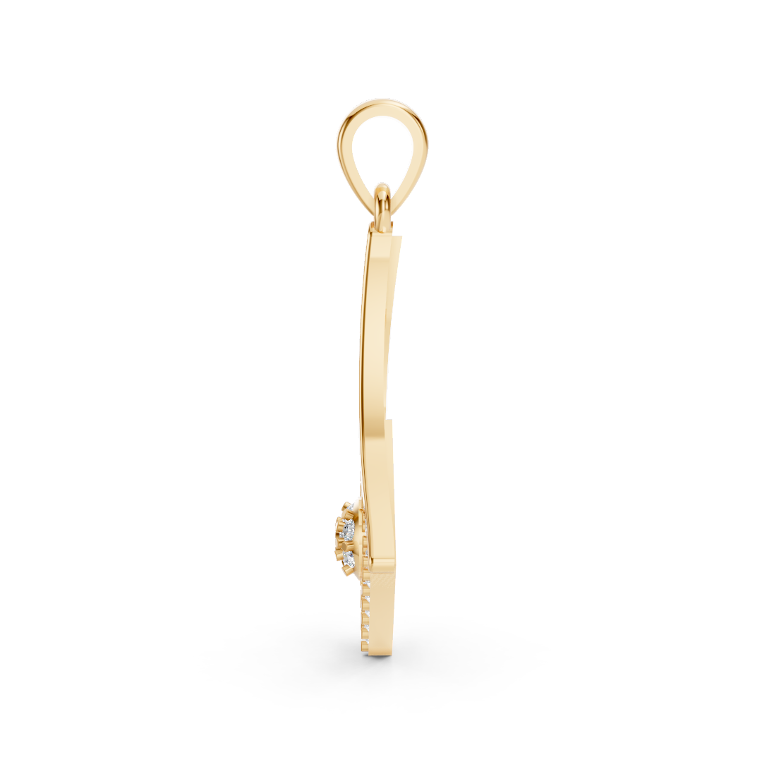 Yellow Gold Geometric Diamond Square Pendant